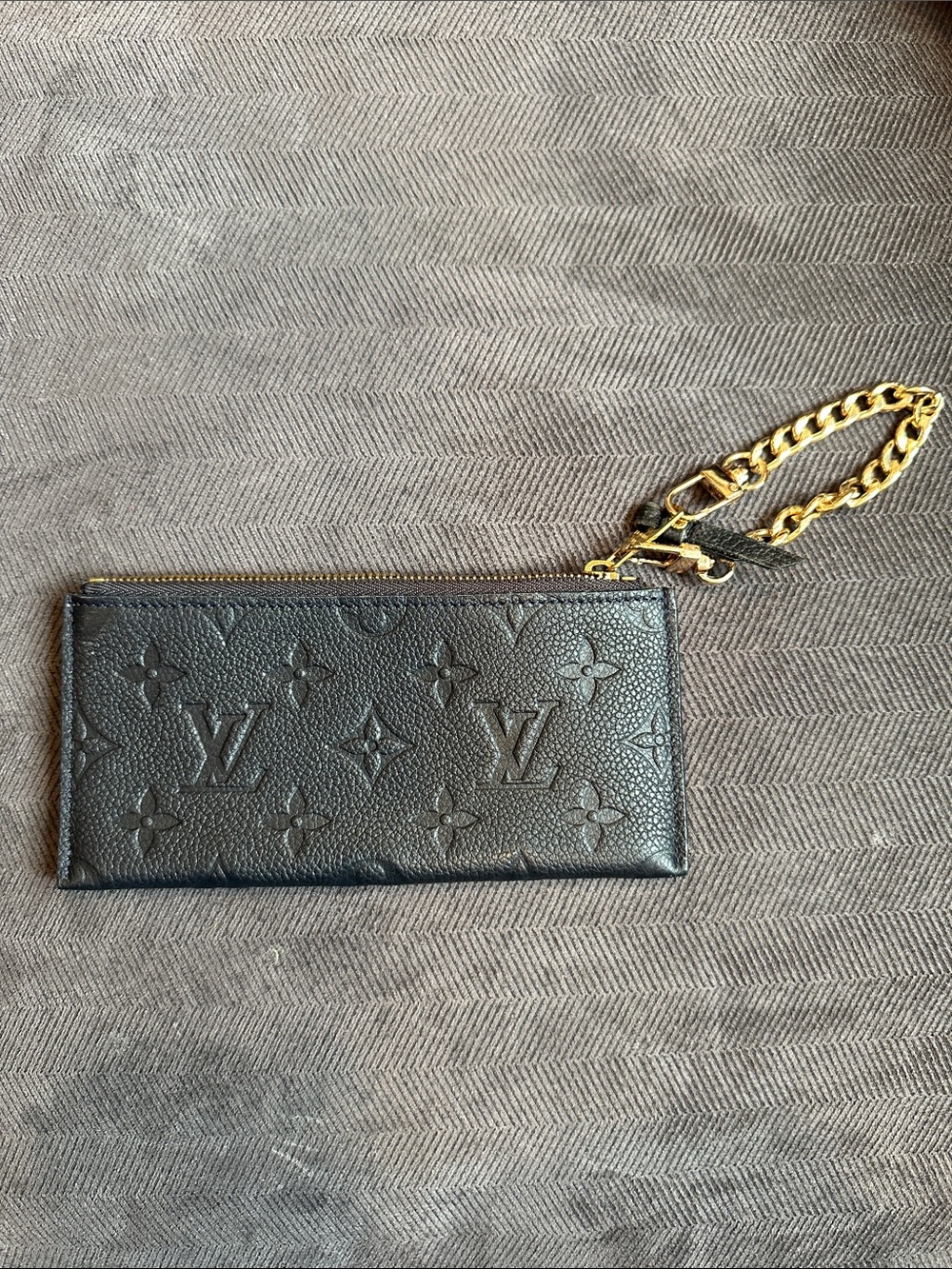Louis Vuitton Black Empriente Embossed Monogram Zip Wristlet